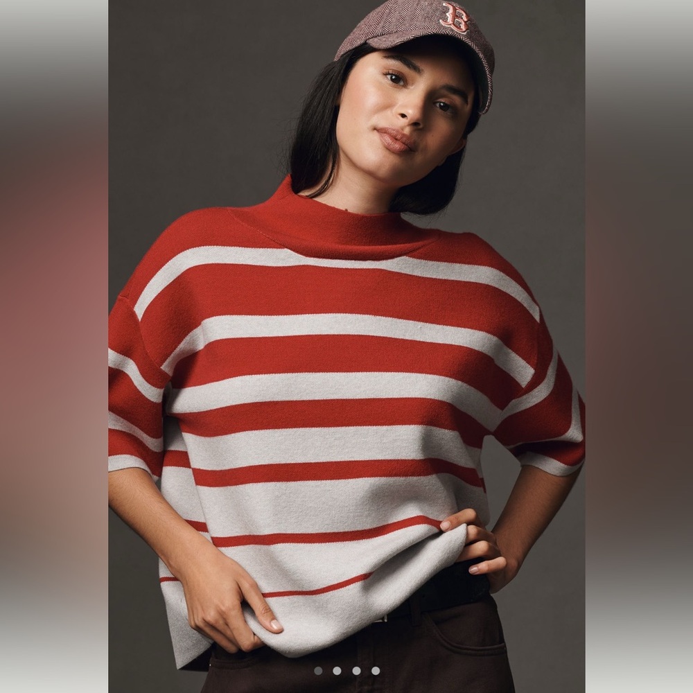 The carys mock-neck sweater by Maeve. Short sleeve edition